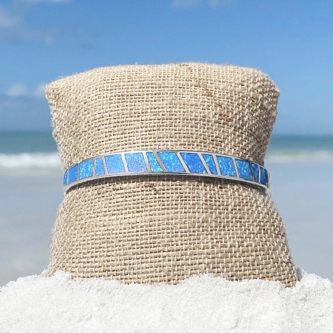 Elegant Blue and Silver Opal Bracelet - Isola Collection