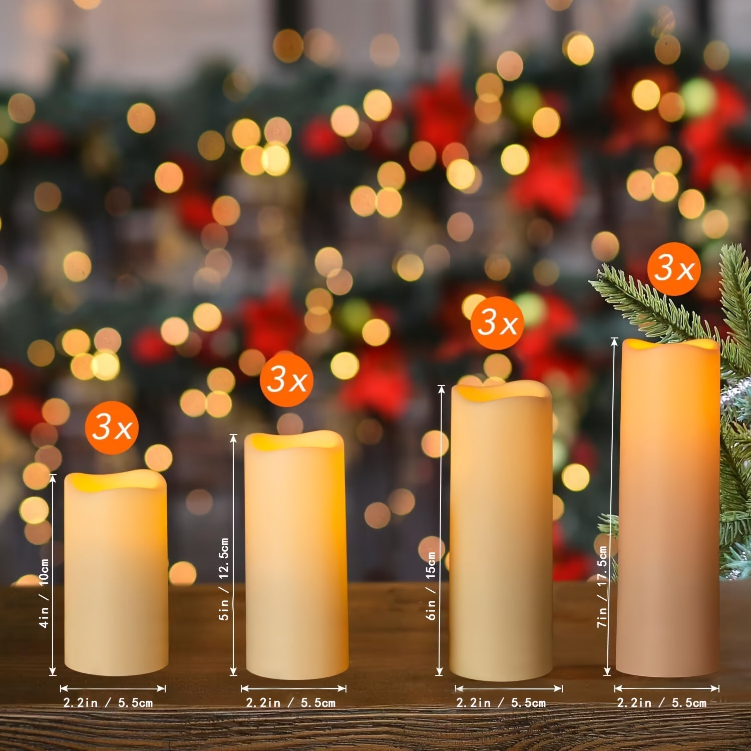 GlowFlame - Set of 12 LED lights with remote control