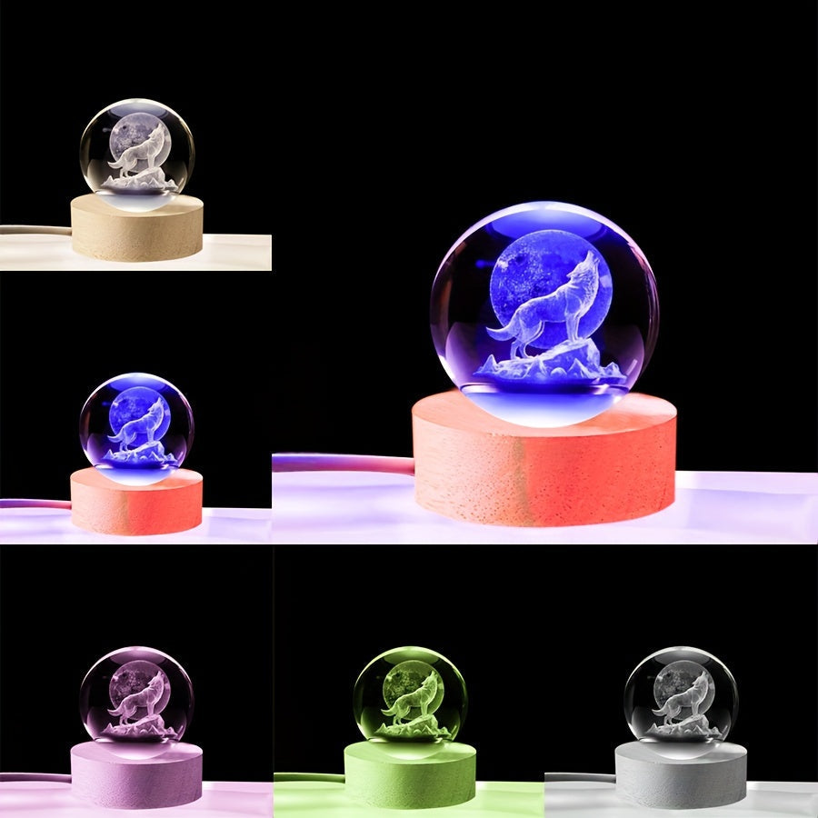 WolfLamp – 3D Varg Snöglob LED Nattlampa