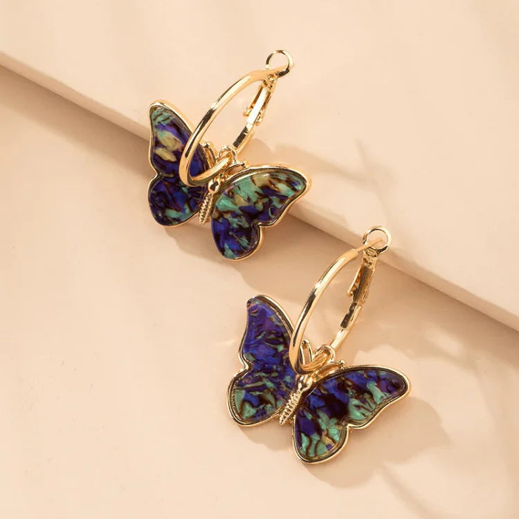 Refined Gold Plated Butterfly Earrings with Sparkling Acrylic Crystals - Mariposa Elegance