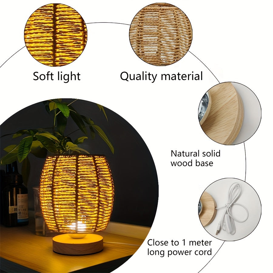 EcoLoom Table Lamp – Handmade Wood with LED