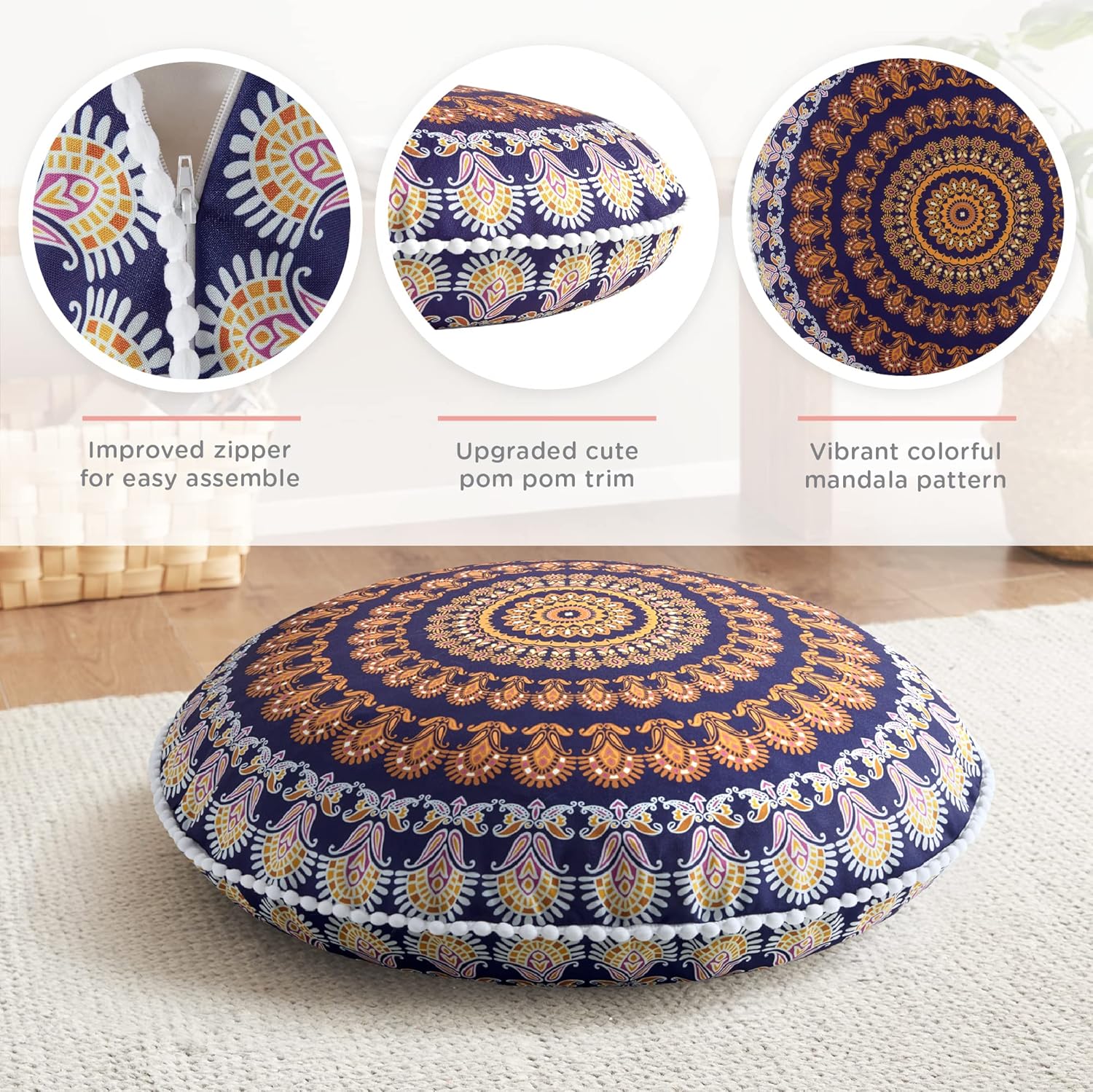 Mandala Cushion – Bohemian Meditation Cushion for the Floor