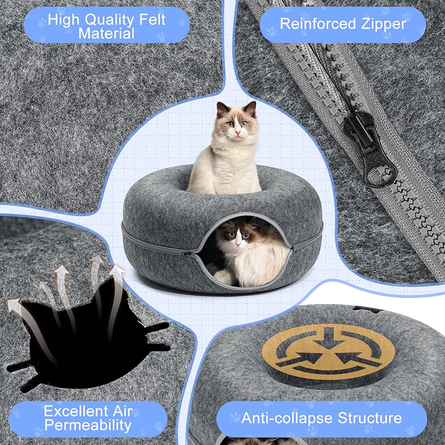 Purrfect Den - LUXURY Cat Tunnel with Sleeping Toy