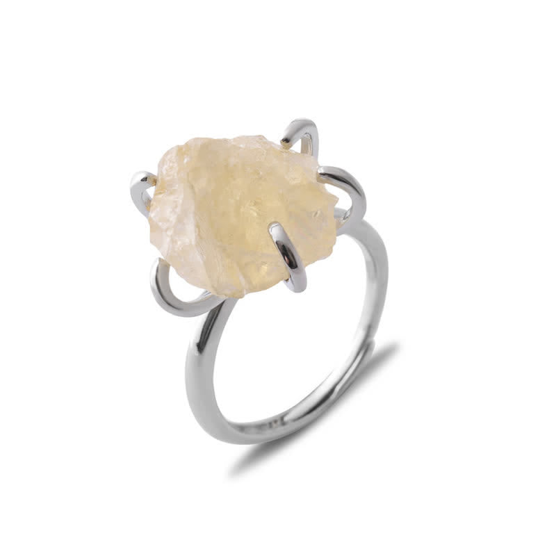 Liora Adjustable Natural Crystal Ring with Six Claws