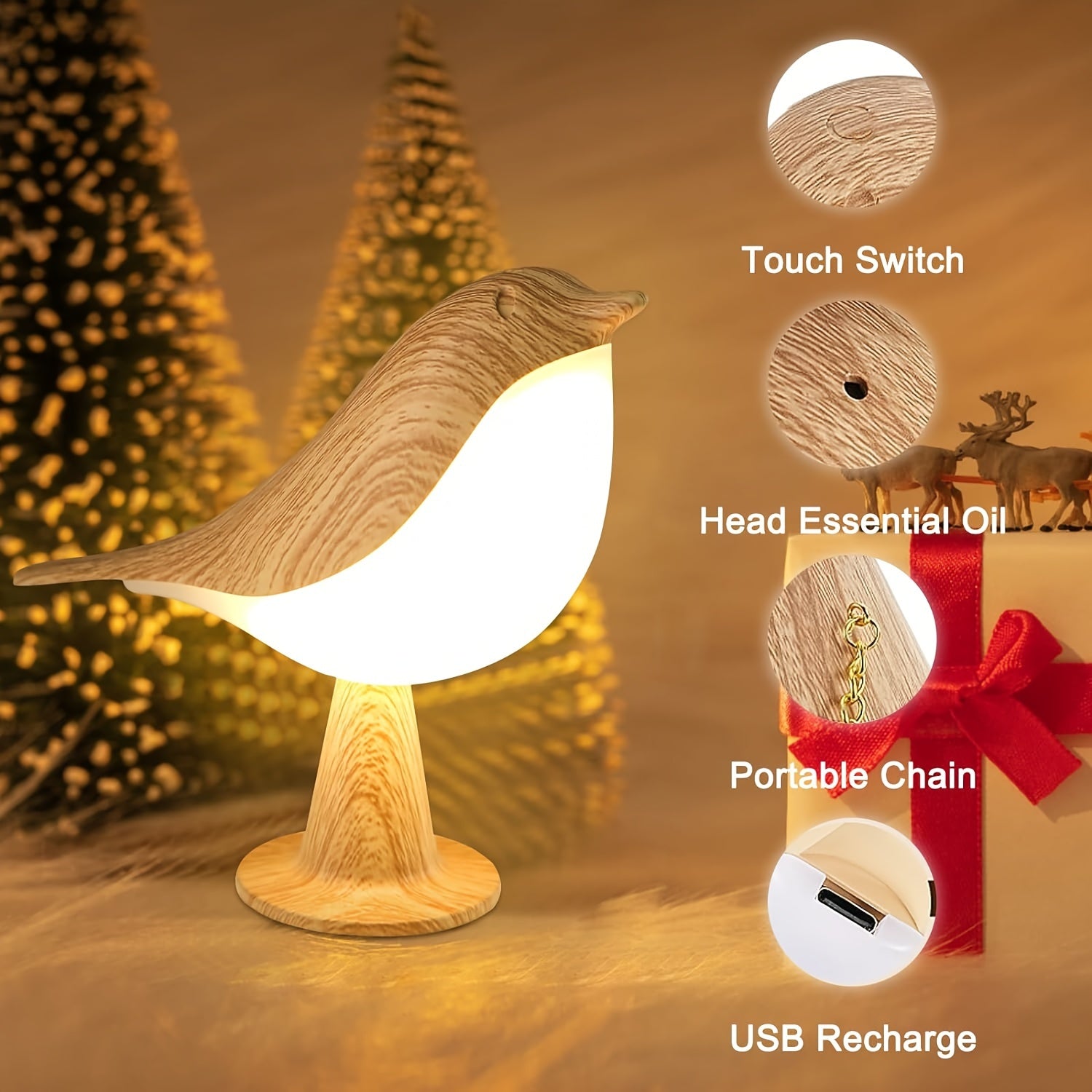 BrightNest - USB LED fågel bordslampa med touch