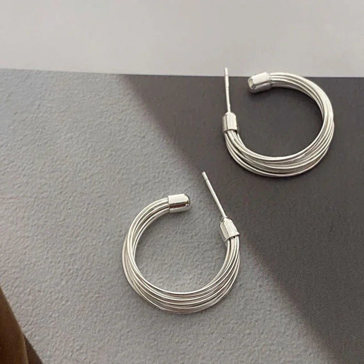 Amelie Layered Lines Earrings - Elegant Hoops