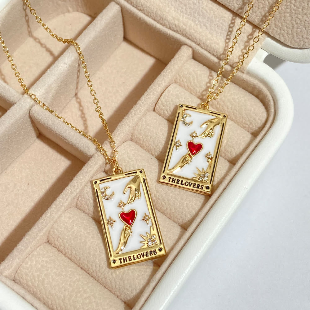 Elegant Amara Tarot Drop Pendant Necklace with Zirconia Gold Plating