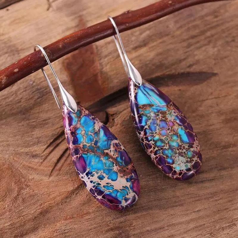 Elegant Teardrop-Shaped Imperial Stone Earrings - Amara Collection