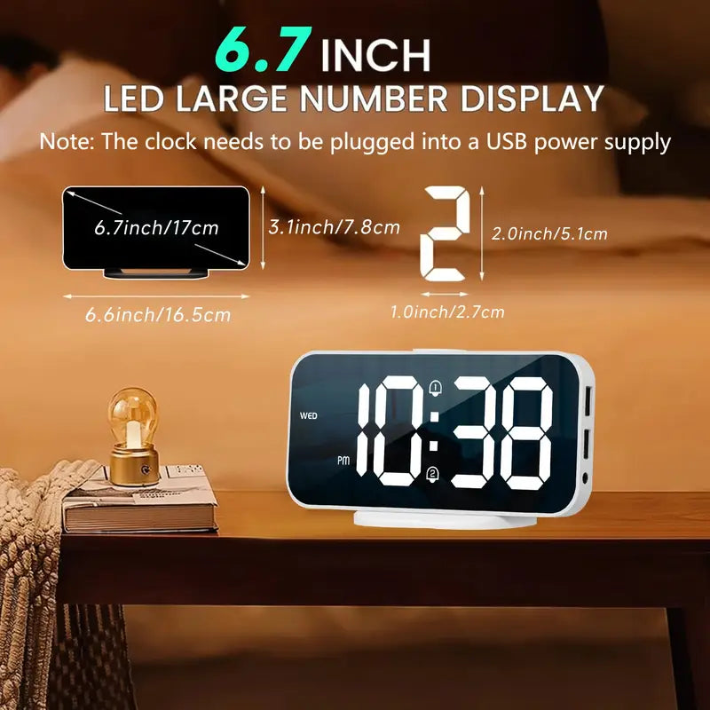 MirrorTime Clock - Stylish LED Mirror with USB Charging