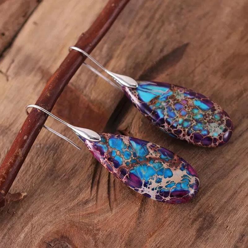 Elegant Teardrop-Shaped Imperial Stone Earrings - Amara Collection