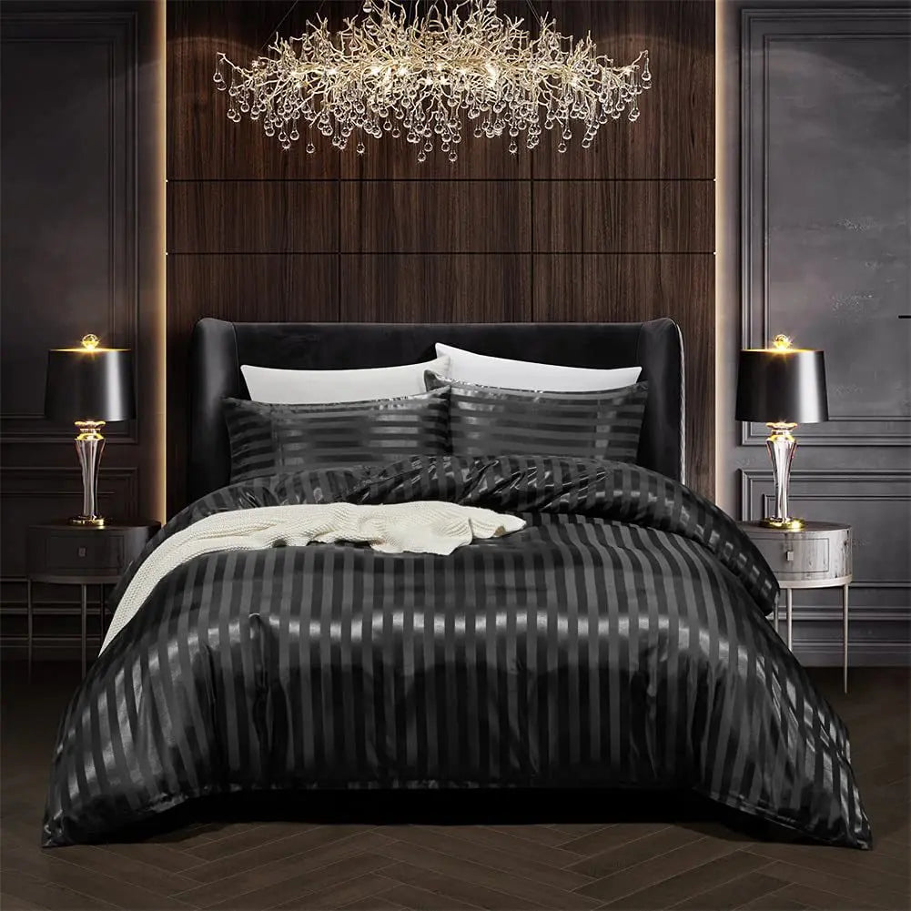 NoirLuxe Set - Luxurious Satin Bedding for Bedroom