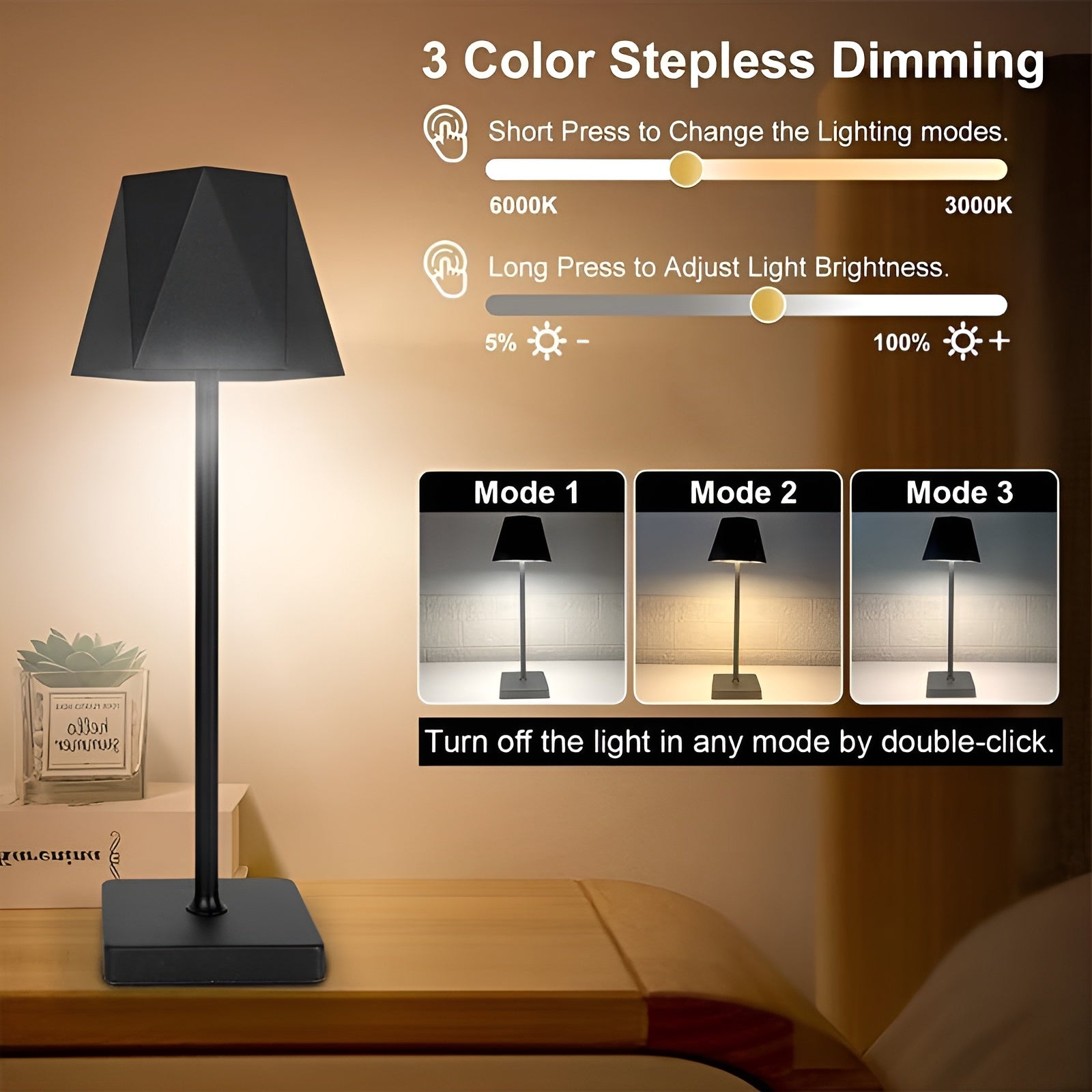 Elegant Retro LED Table Lamp - Wireless & Rechargeable