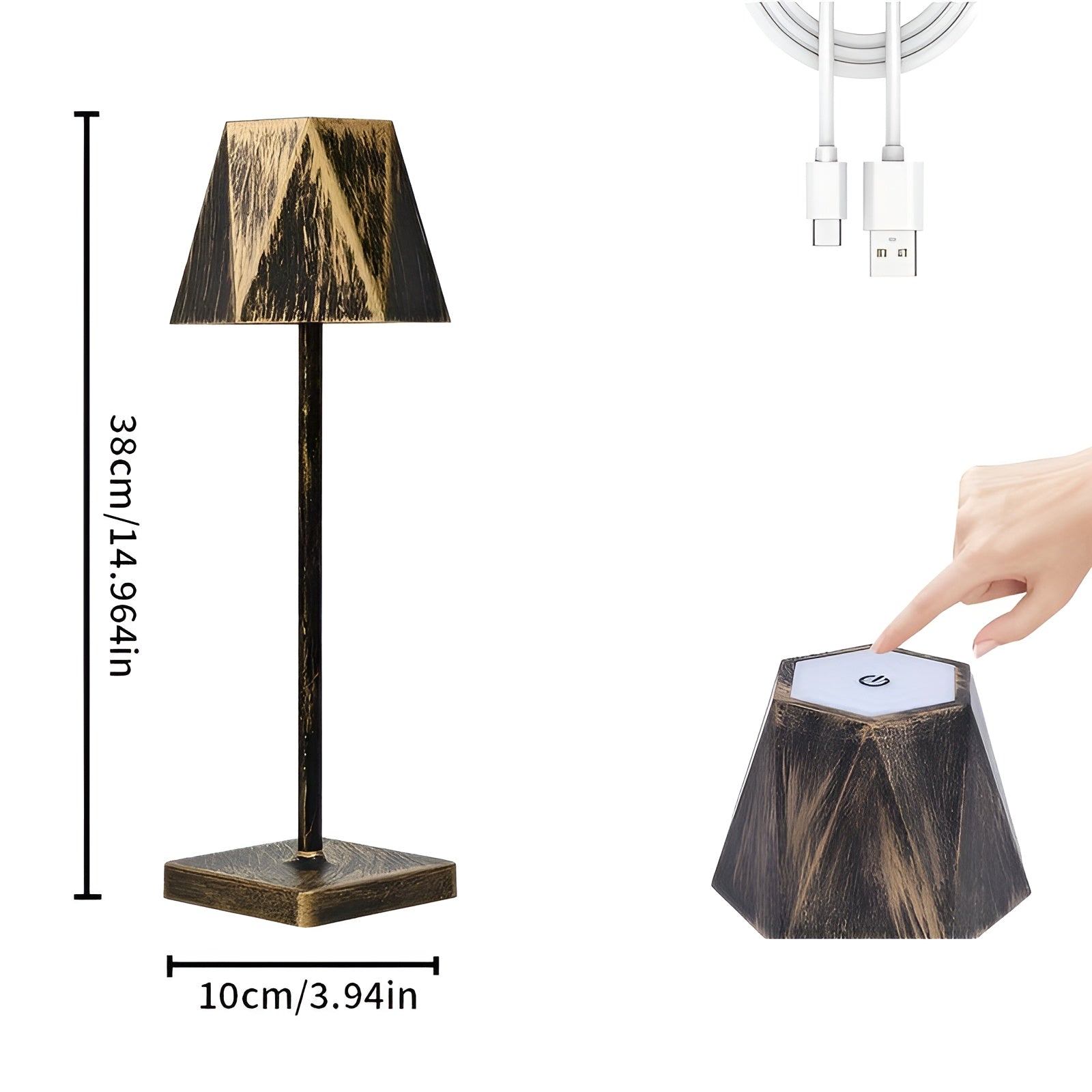 Elegant Retro LED Table Lamp - Wireless & Rechargeable