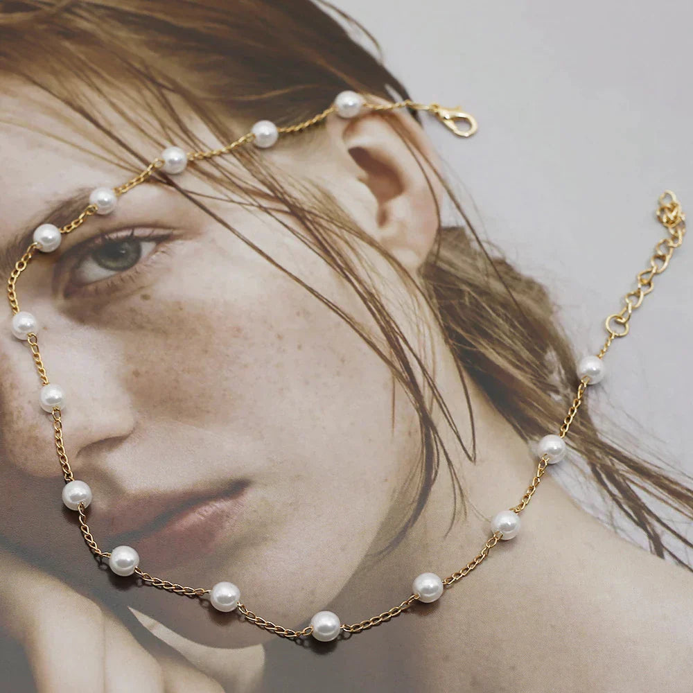 Luxe Gold Pearl Necklace - Marilena Elegans