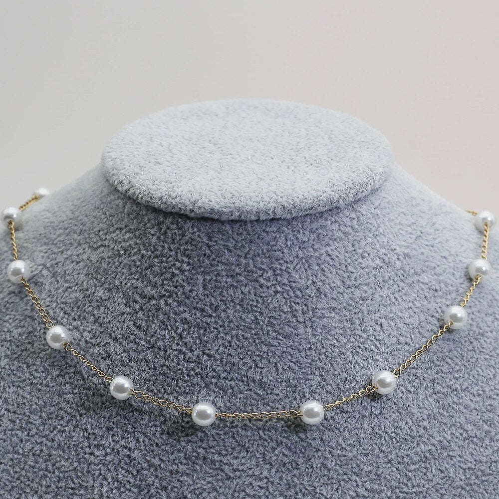 Luxe Gold Pearl Necklace - Marilena Elegans