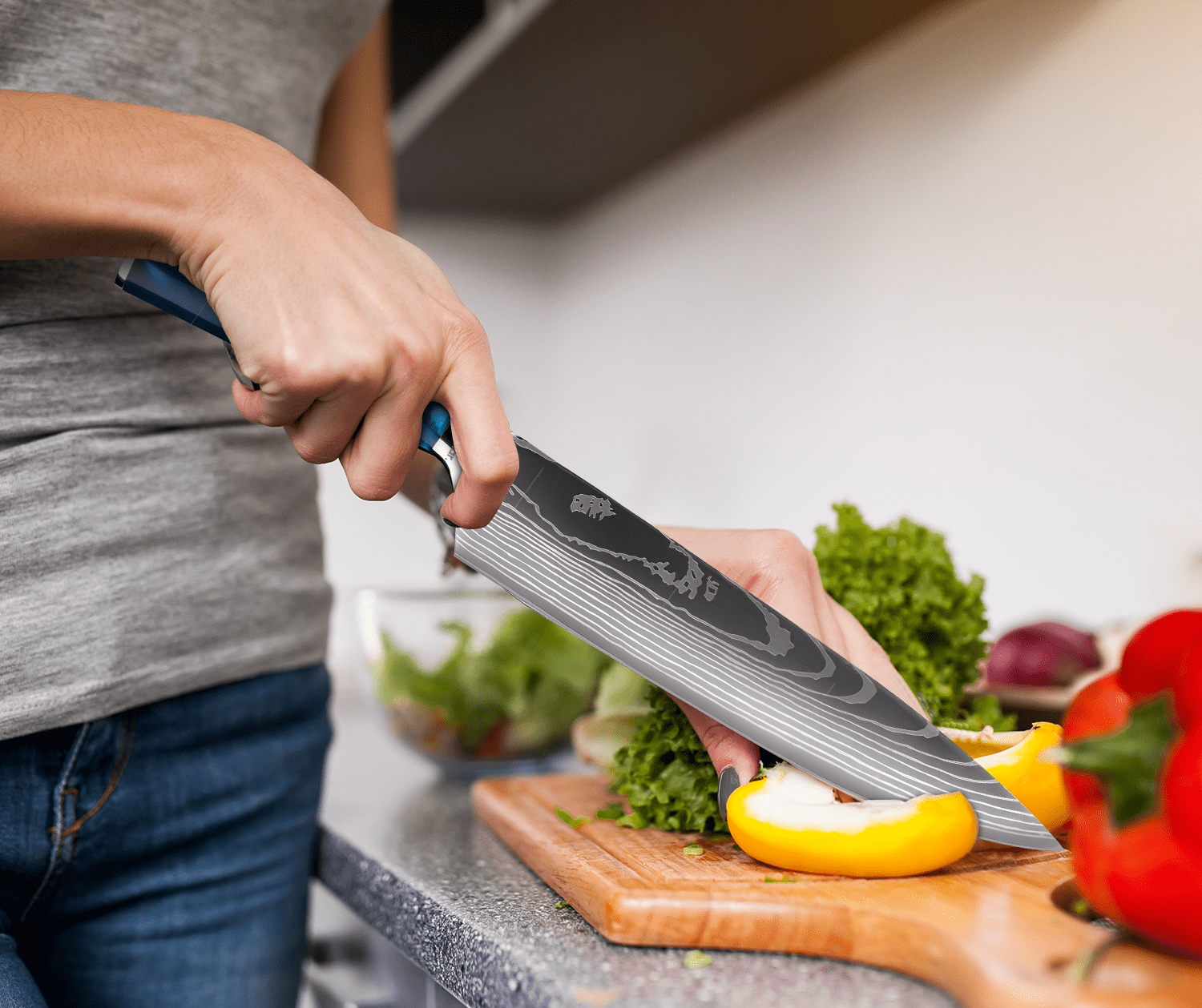 SaffierKok - Luxurious Japanese Damascus Chef's Knife 23 cm