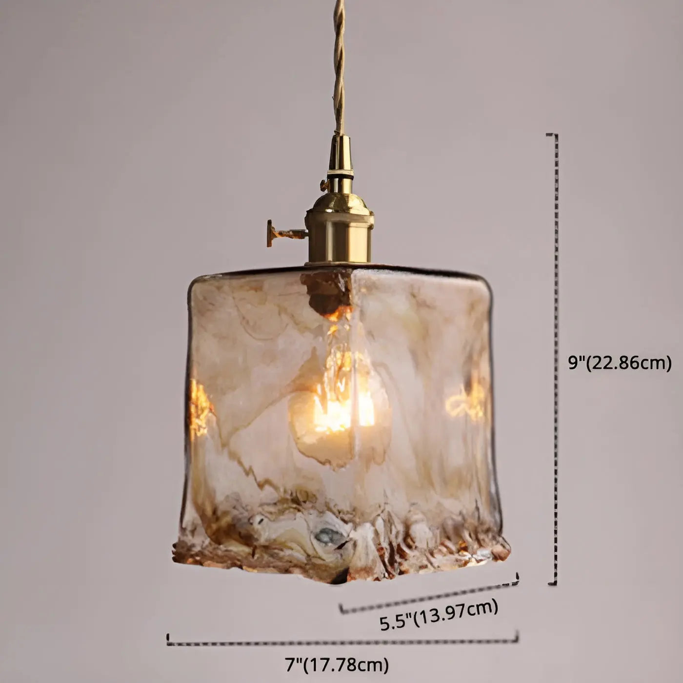 Luxurious Crystal Ceiling Lamp - Amber GlassElegance