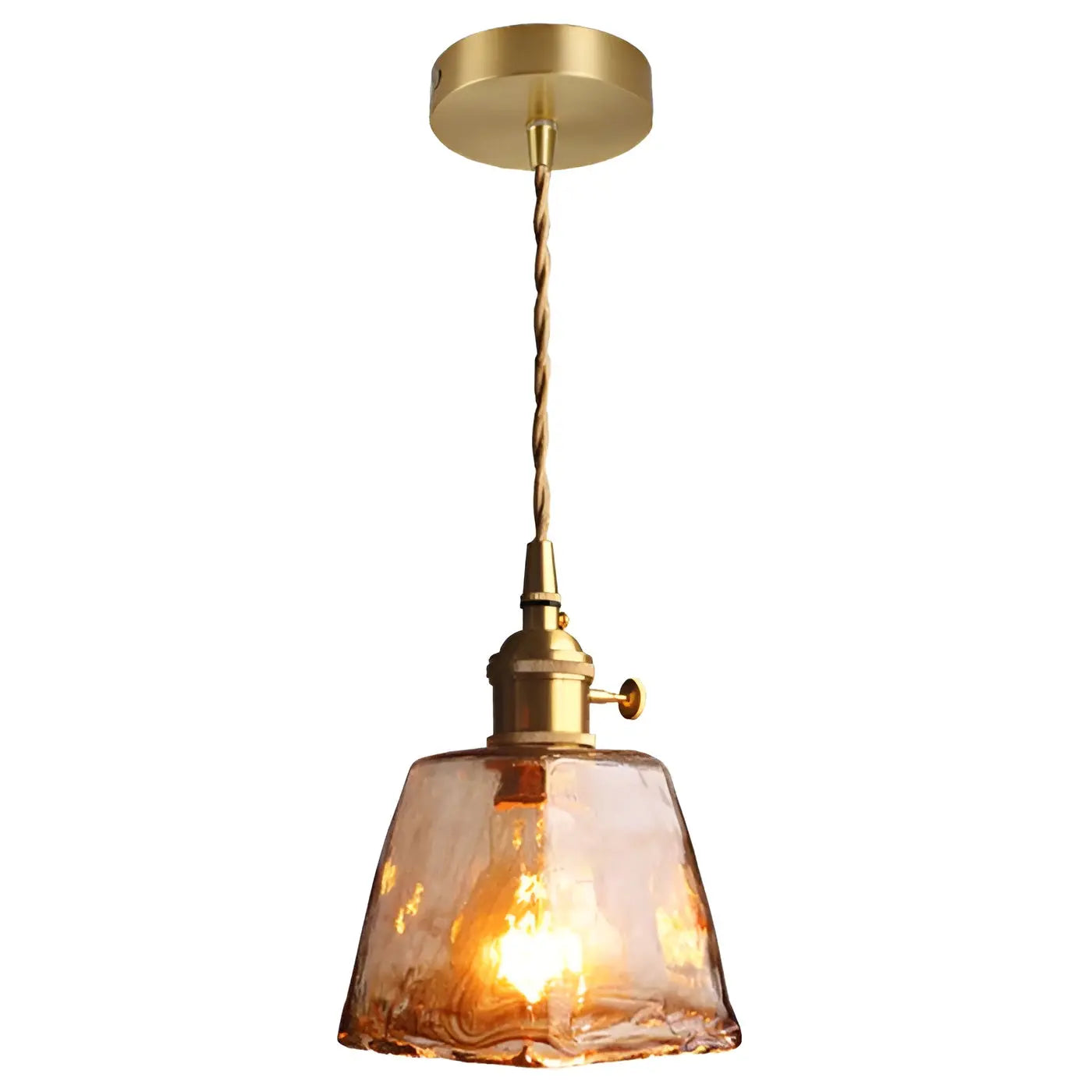 Luxurious Crystal Ceiling Lamp - Amber GlassElegance