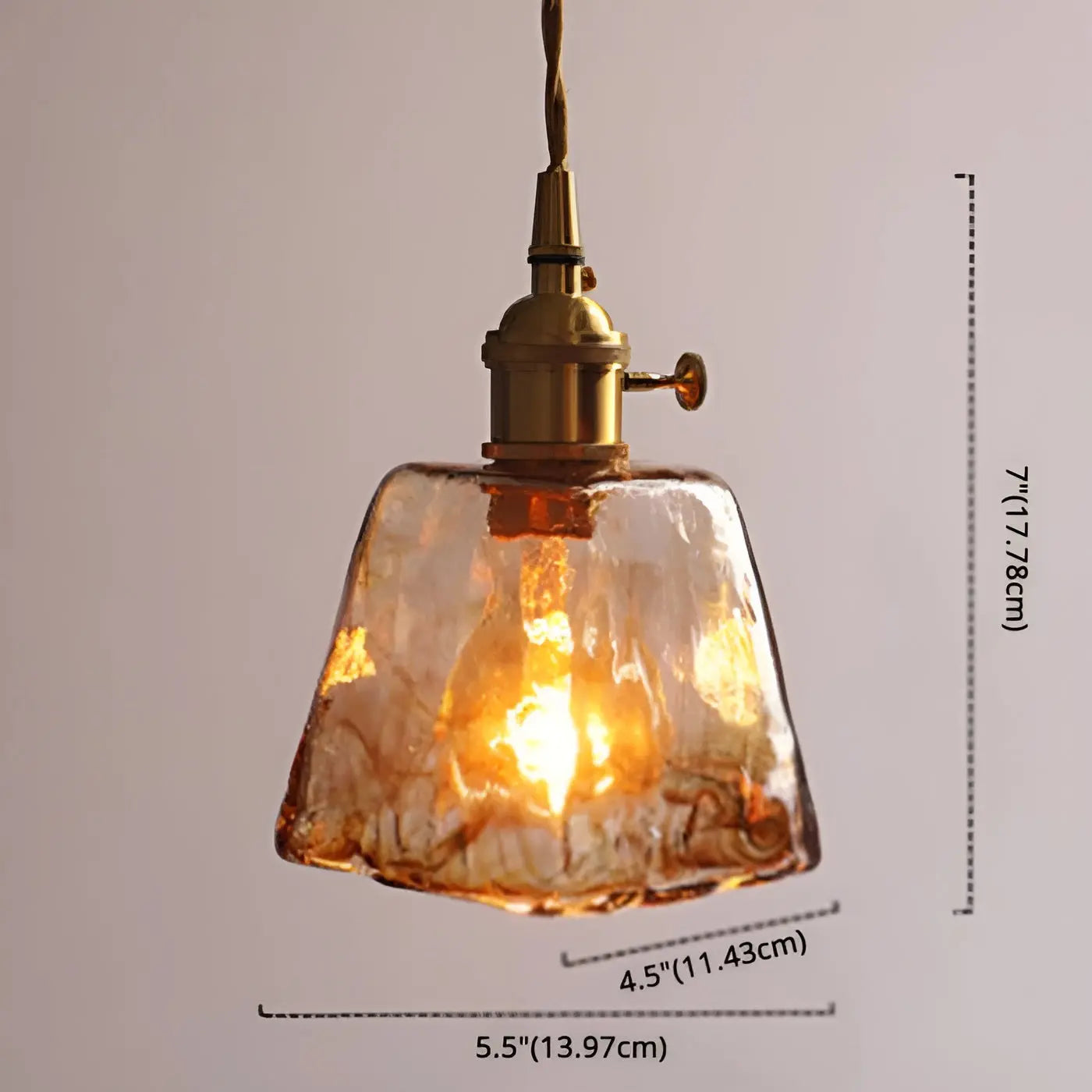 Luxurious Crystal Ceiling Lamp - Amber GlassElegance