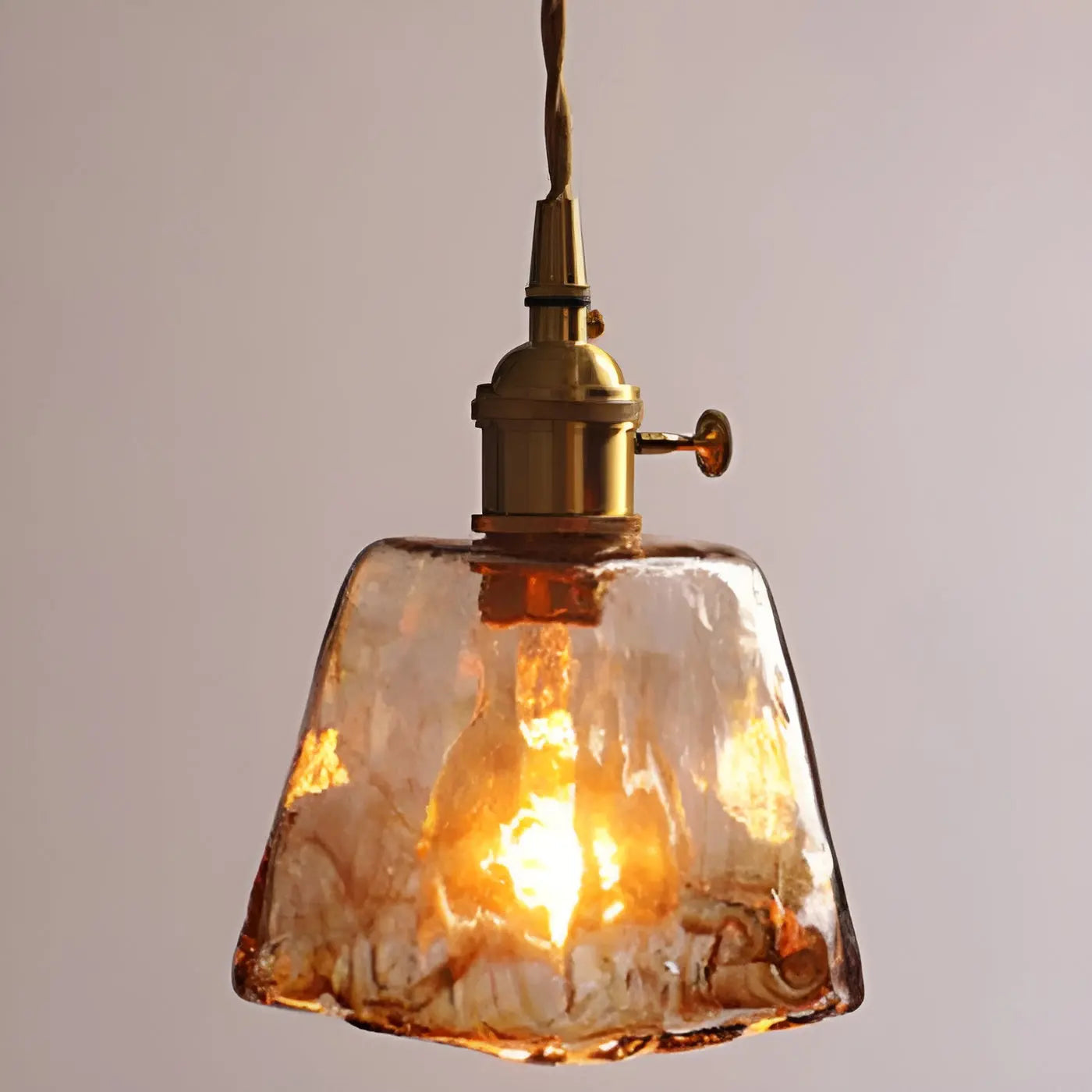 Luxurious Crystal Ceiling Lamp - Amber GlassElegance