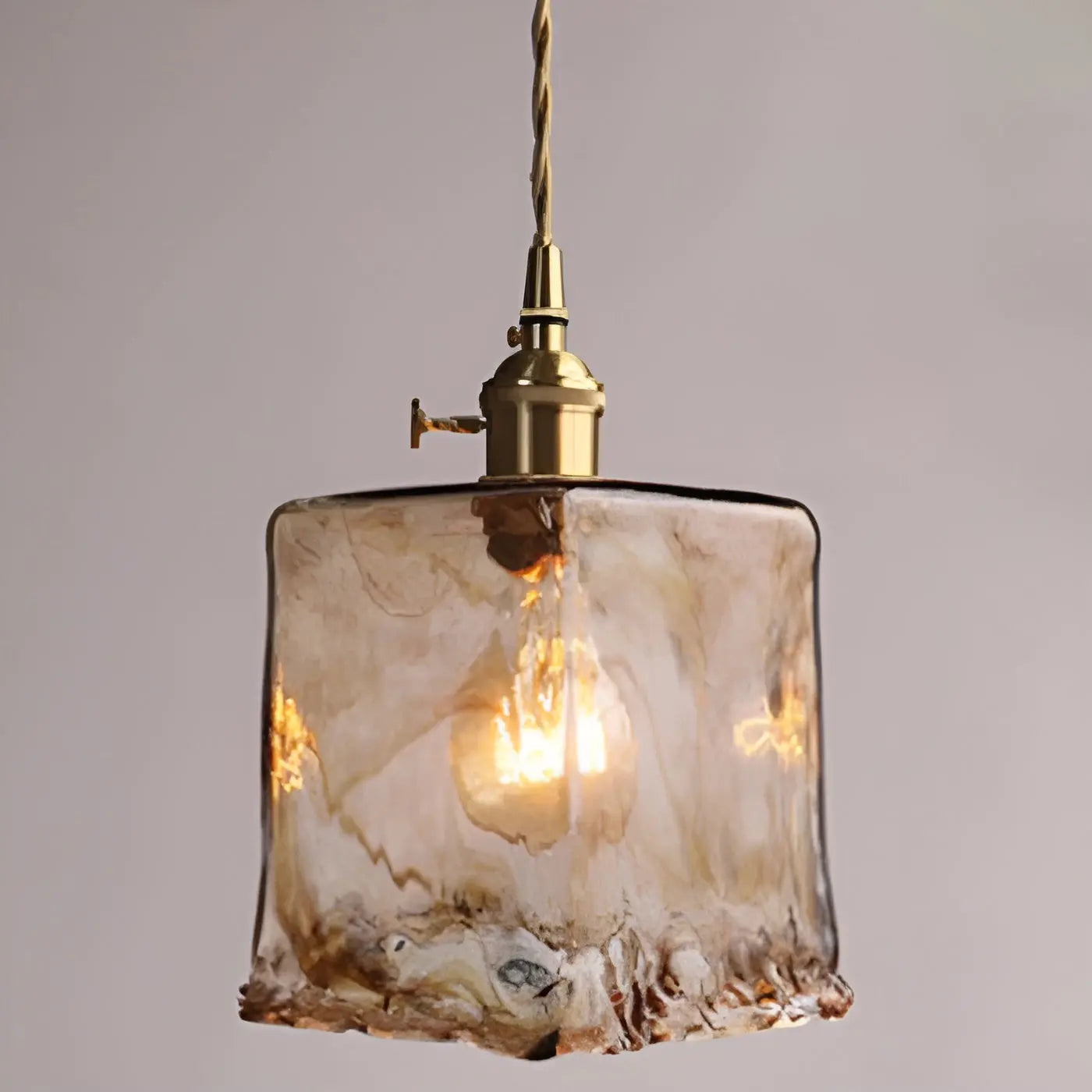 Luxurious Crystal Ceiling Lamp - Amber GlassElegance