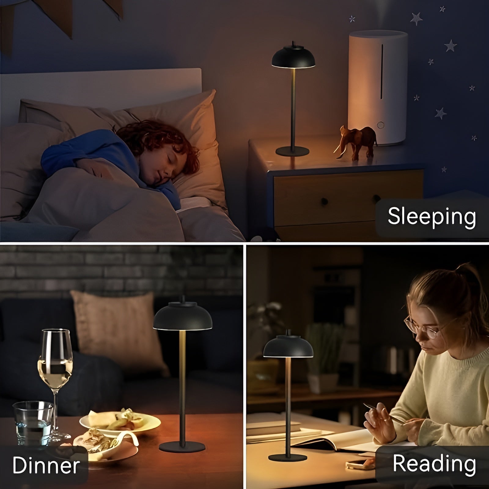Elegant Rechargeable Table Lamp with Dimmable LED - Three Light Modes and USB