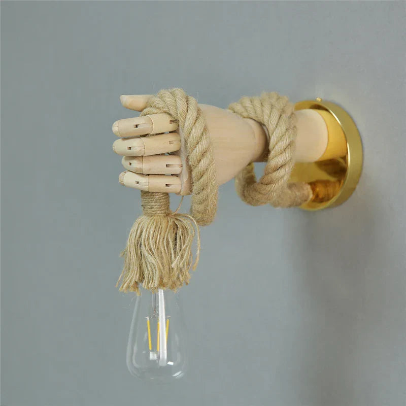 RetroHand Lamp – Unique Industrial Hand-Shaped Rope Lamp