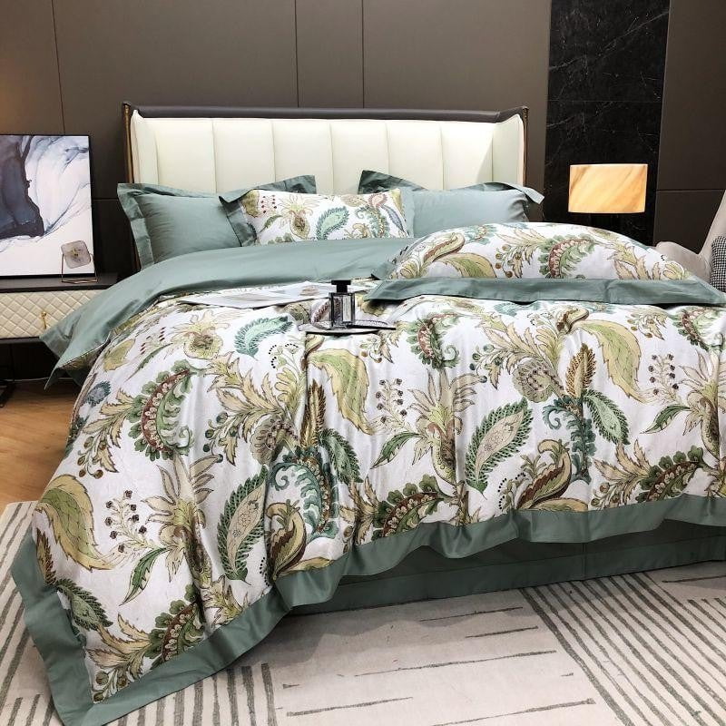 Green Paisley - Luxury Egyptian Cotton Duvet Set