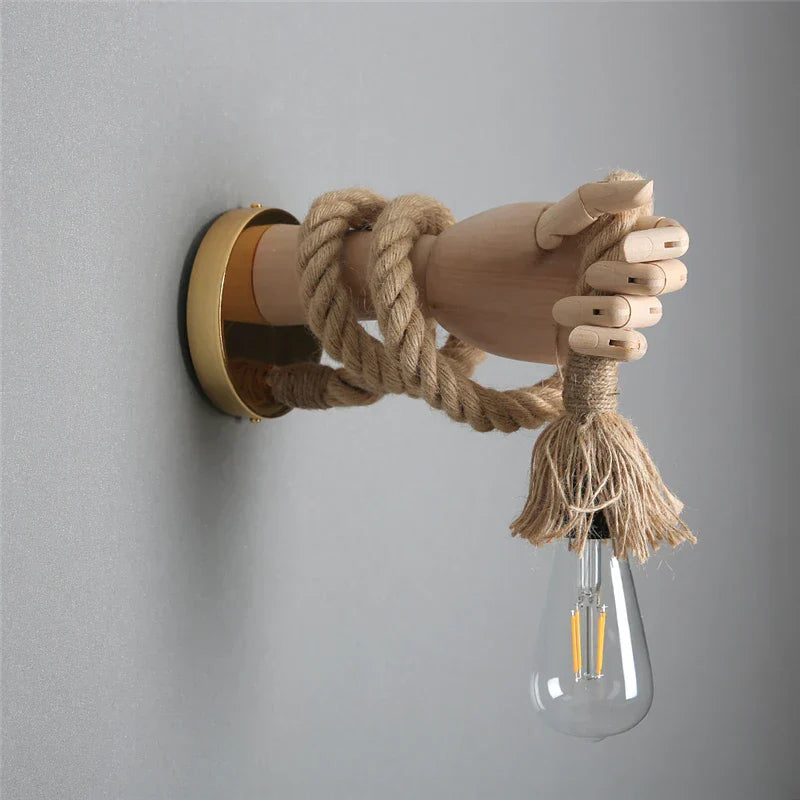RetroHand Lamp – Unique Industrial Hand-Shaped Rope Lamp