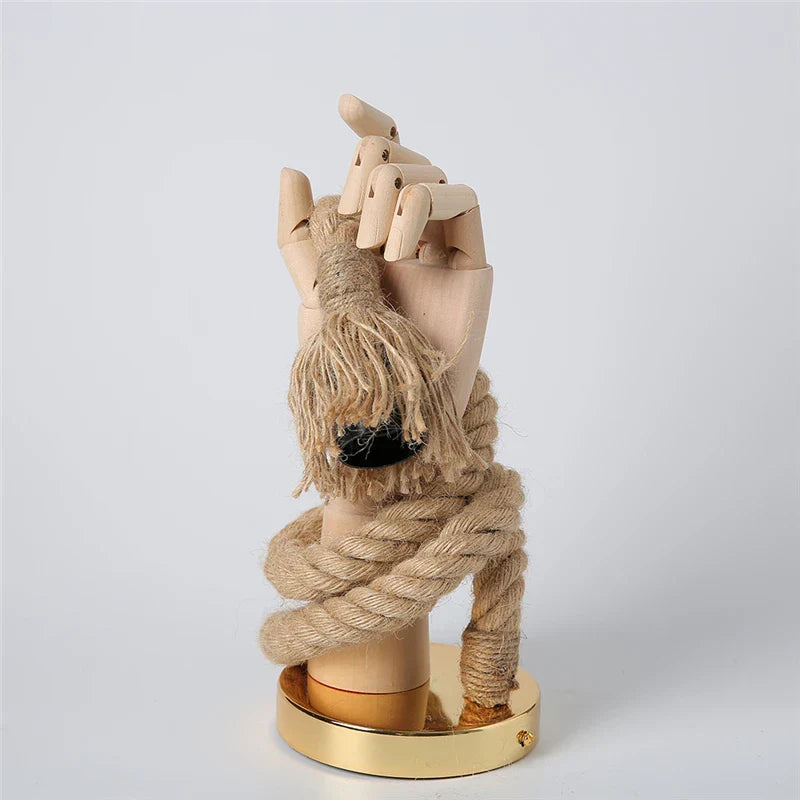 RetroHand Lamp – Unique Industrial Hand-Shaped Rope Lamp