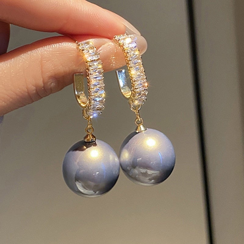 Elegant Pearl Earrings with Sparkling Zirconia - Amara Collection
