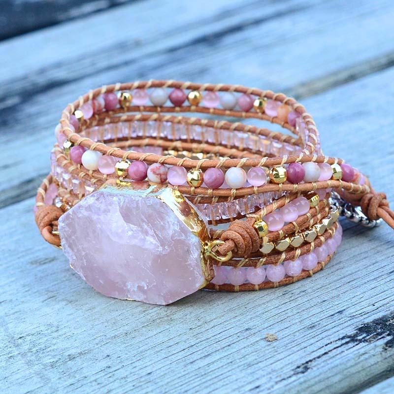 Amoria Bracelet – Elegant Gold Rose Quartz Arm Candy