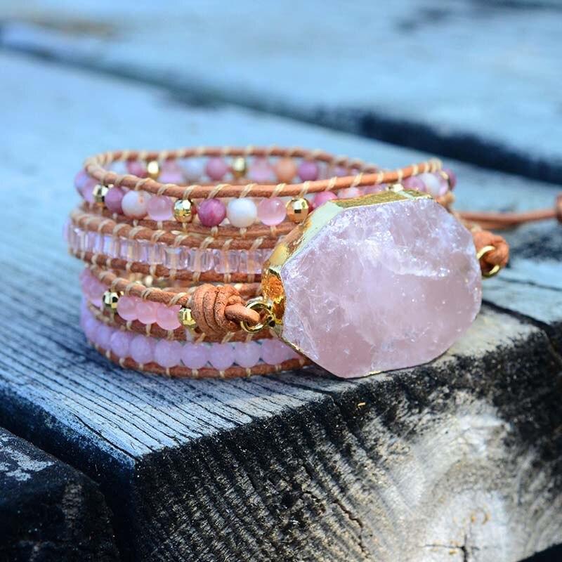 Amoria Bracelet – Elegant Gold Rose Quartz Arm Candy