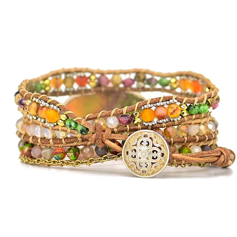 HamsaCharm - Elegant Twist bracelet with Amazonite stone