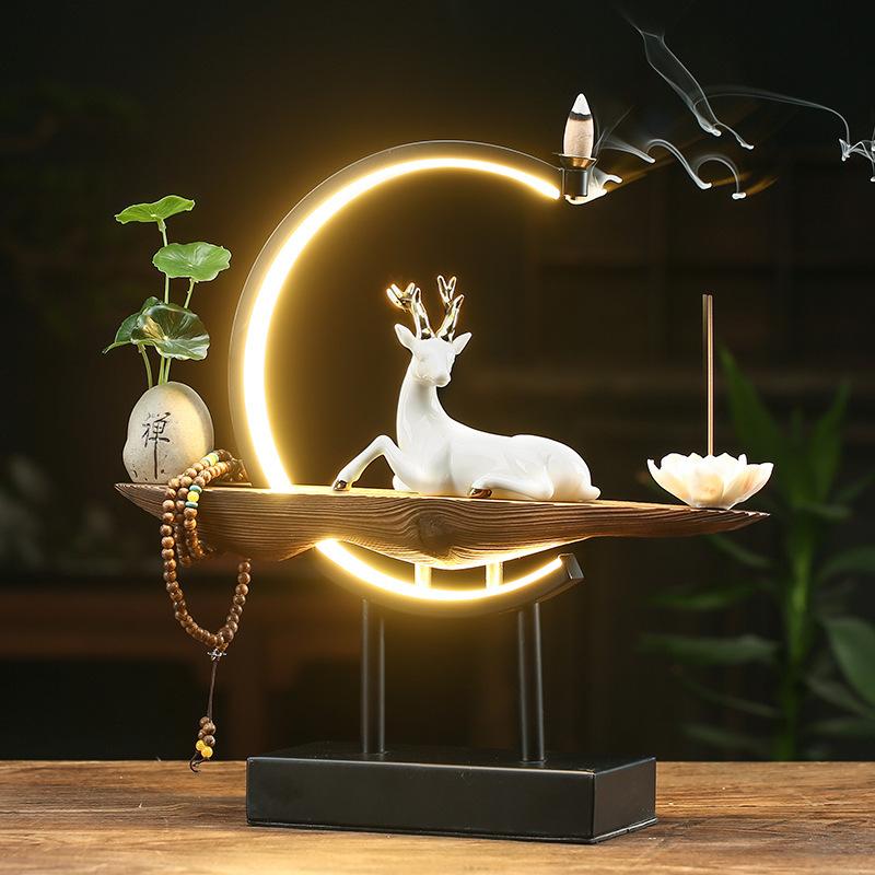 SereneStag - Elegant White Deer Incense Lamp