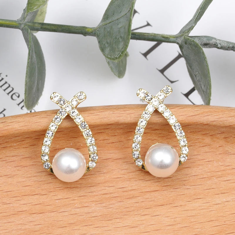 Elegant Glitter and Pearl Earrings - Marie