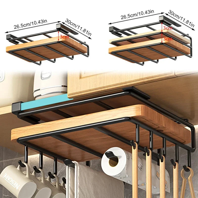 Stylish Kitchen Hanging Organizer - Easy Installation Without Drilling