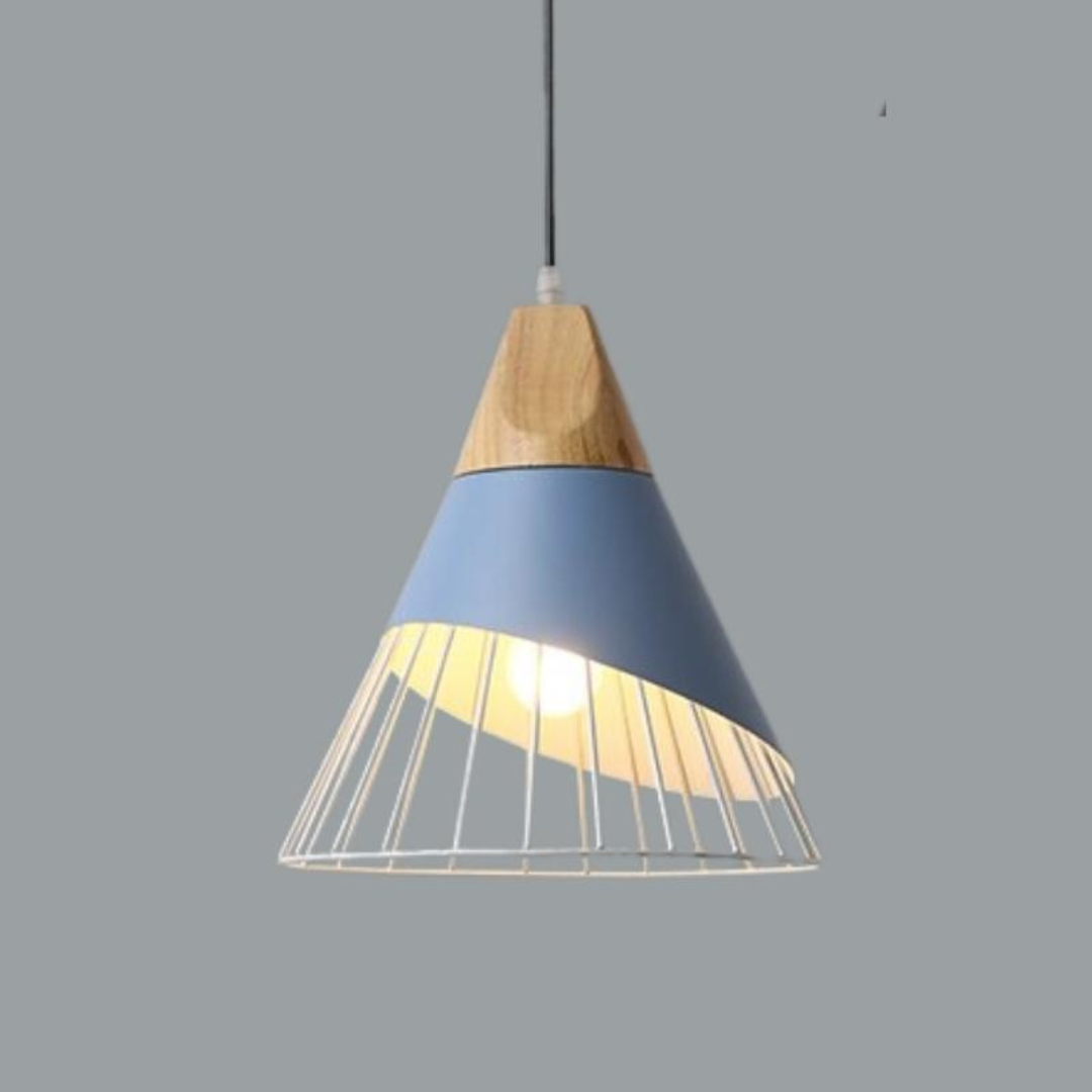 Modern Industrial Pendant Lamp in Scandinavian Style – Wood & Metal
