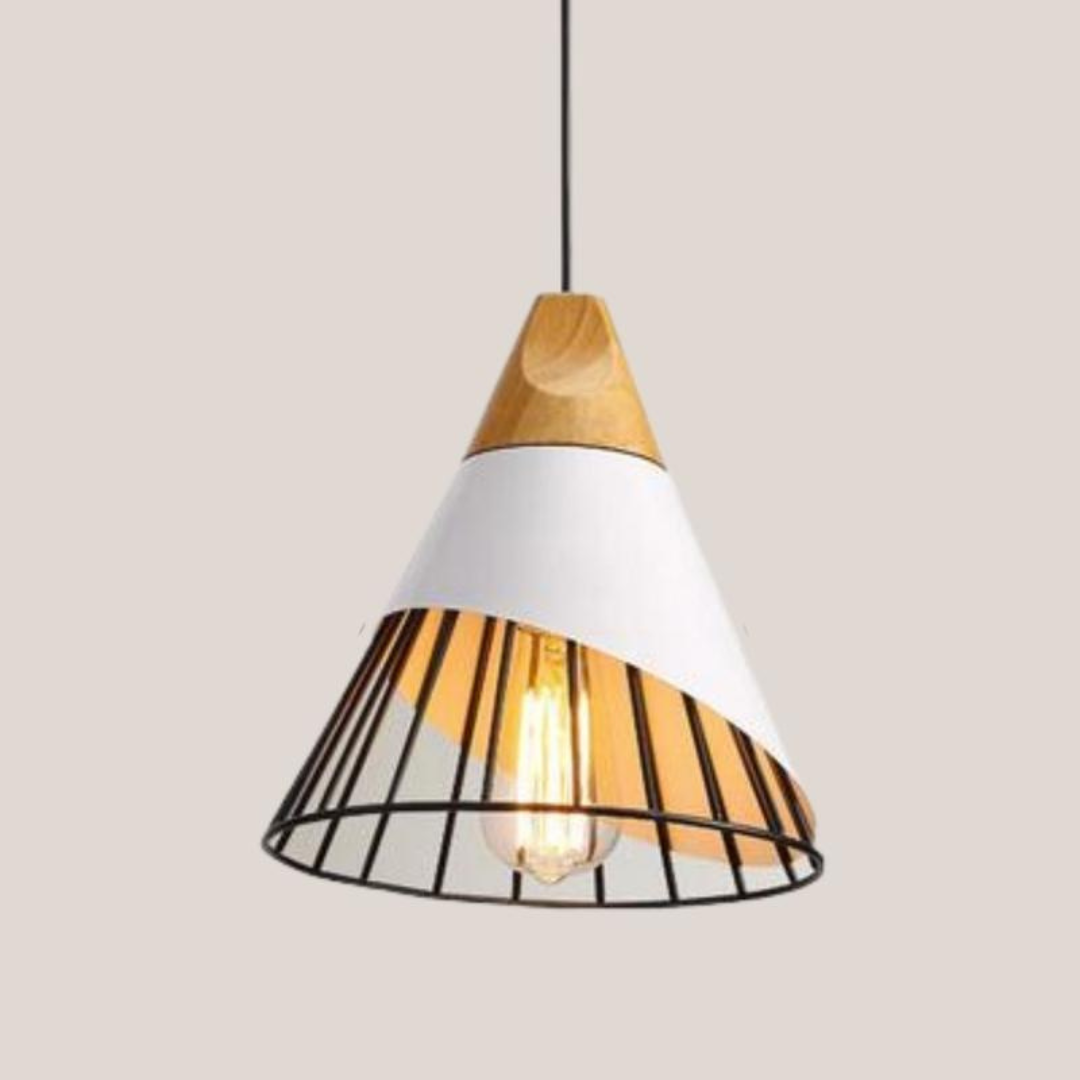 Modern Industrial Pendant Lamp in Scandinavian Style – Wood & Metal