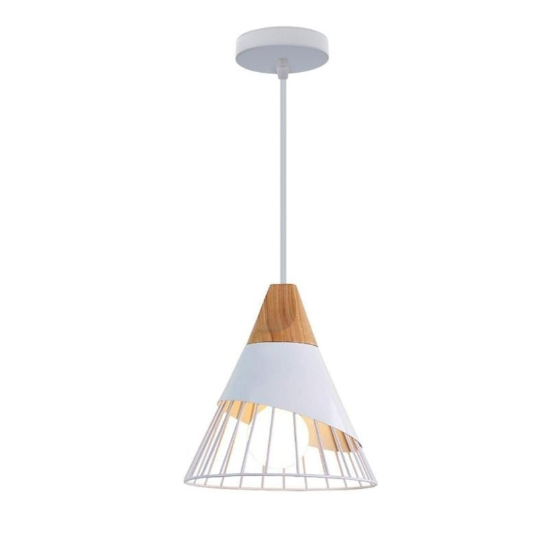 Modern Industrial Pendant Lamp in Scandinavian Style – Wood & Metal