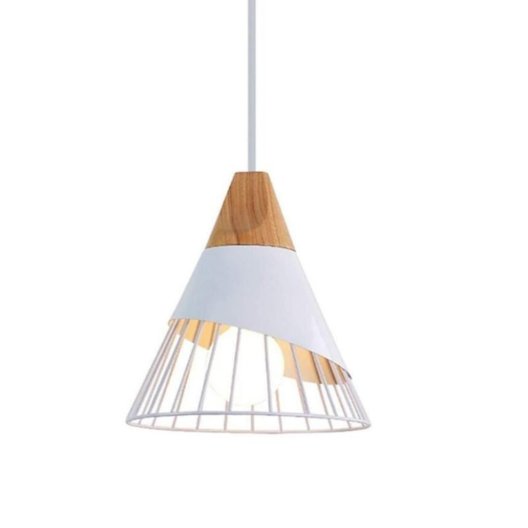 Modern Industrial Pendant Lamp in Scandinavian Style – Wood & Metal