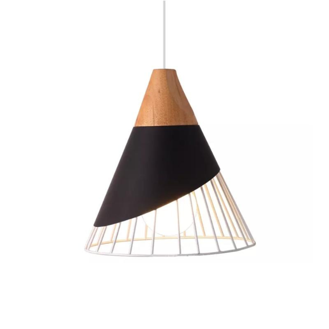 Modern Industrial Pendant Lamp in Scandinavian Style – Wood & Metal