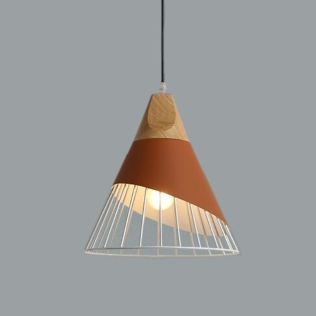 Modern Industrial Pendant Lamp in Scandinavian Style – Wood & Metal