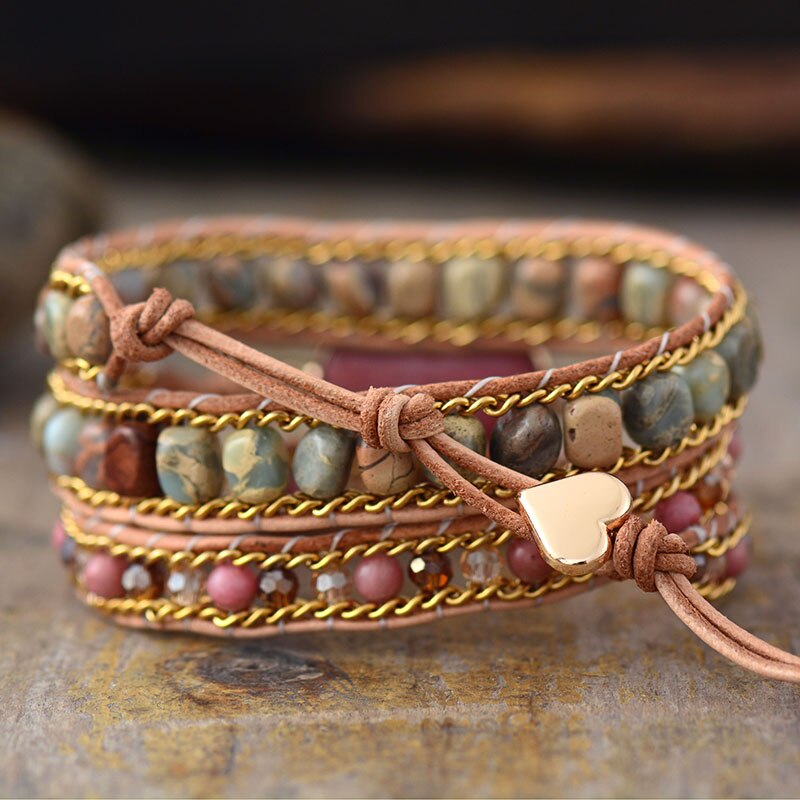 Rhodochrosite Heart Bracelet – Healing Energy for Your Soul