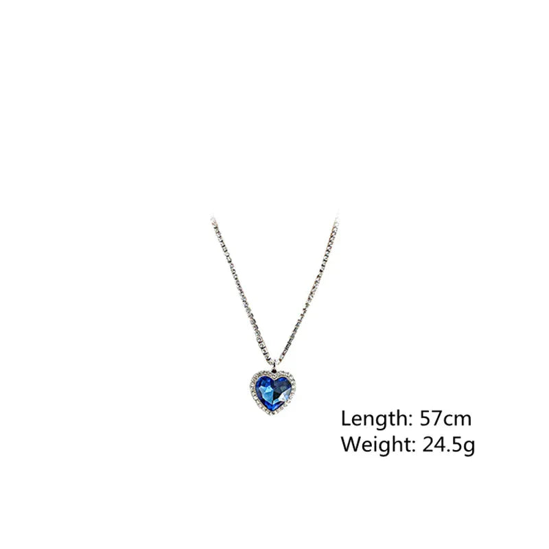 Tempting Blue Crystal Heart Necklace | Timeless Elegance and Style