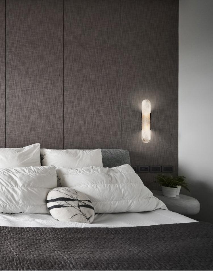Elegant Melange - Handgjord Alabaster Vägglampa