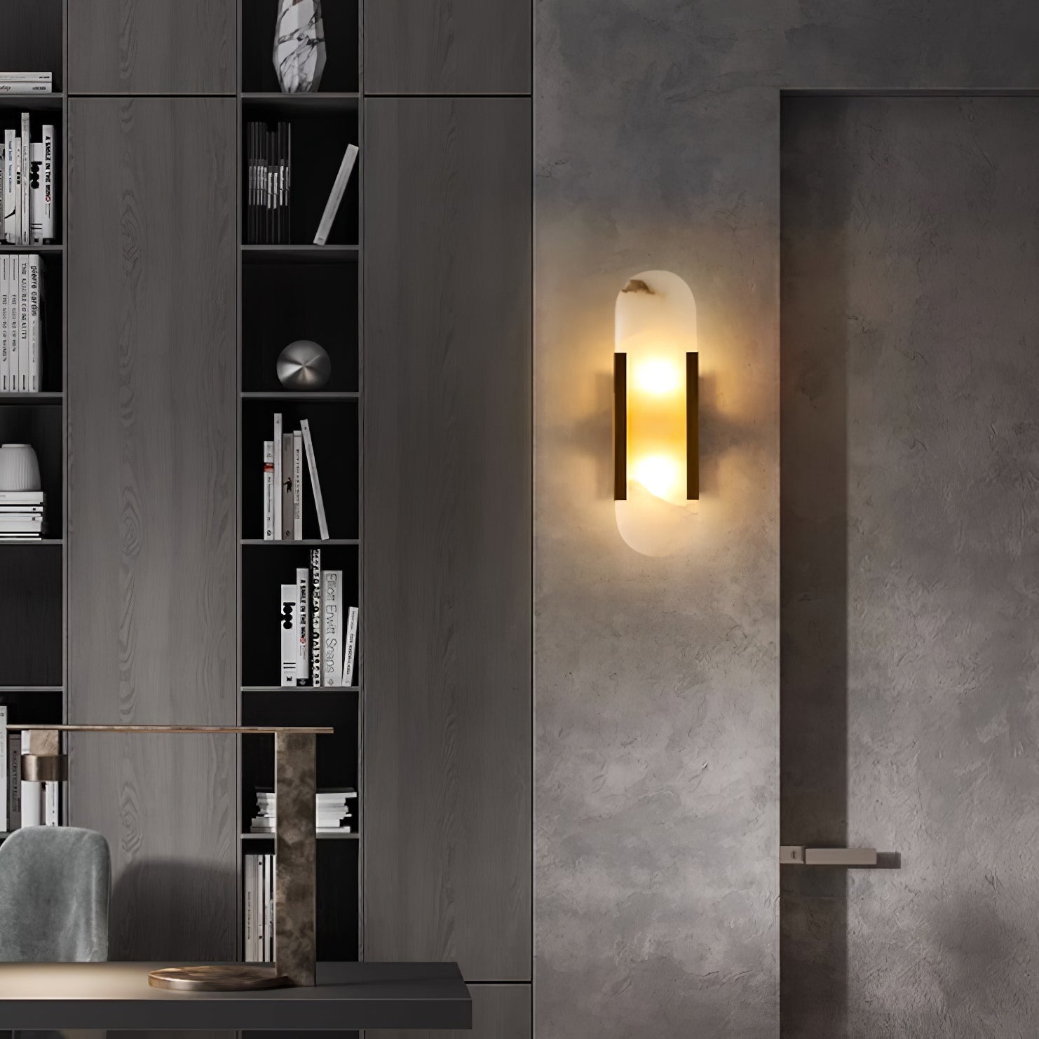 Elegant Melange - Handgjord Alabaster Vägglampa