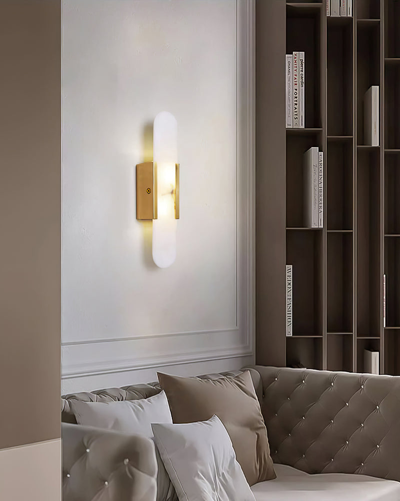 Elegant Melange - Handgjord Alabaster Vägglampa