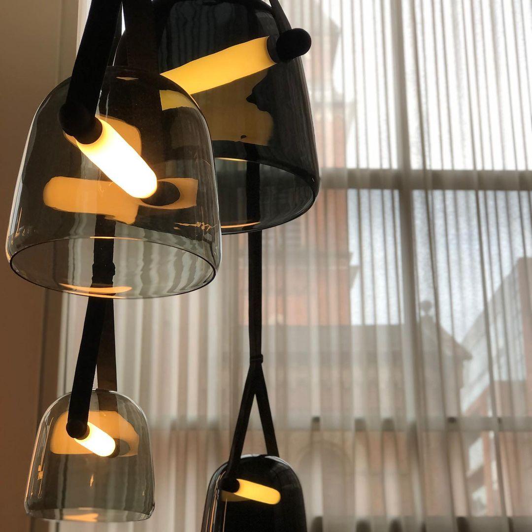 LunaMona Ceiling Lamp - Modern Hanging Lamp in Metal and Glass