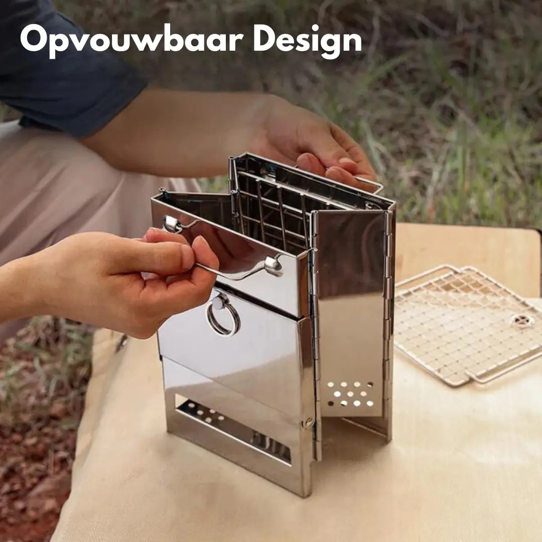 TrailFlame – Stylish Folding Wood Stove Made of Stainless Steel